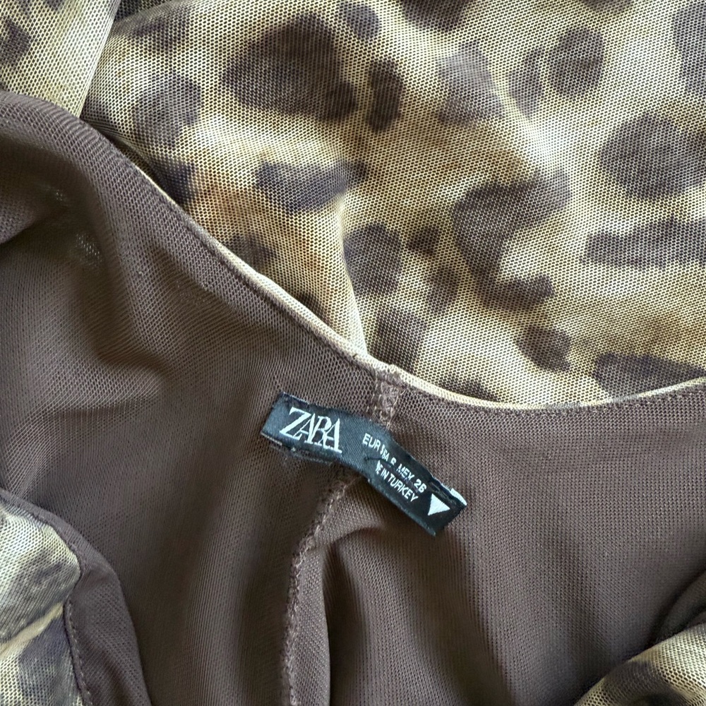 Zara Brown Leopard Print Blouse